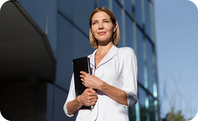 Customer reviewing photoreal product samples generated by Hutter Products.